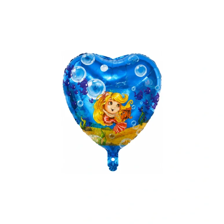 Folijski balon srce Mala sirena – plavi, 18″