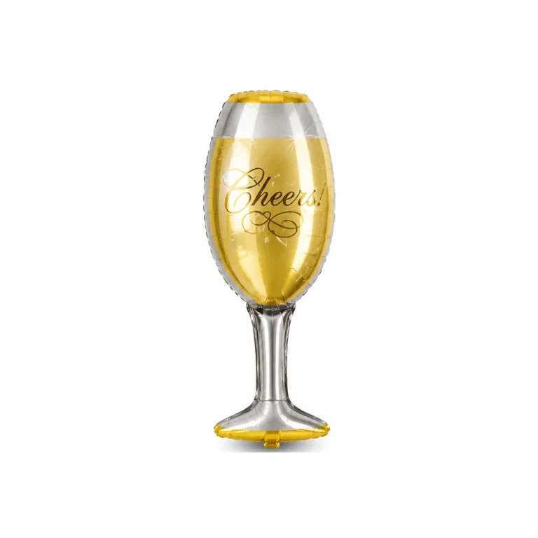 Folijski balon čaša Cheers – zlatno-srebrni, 92 × 38 cm