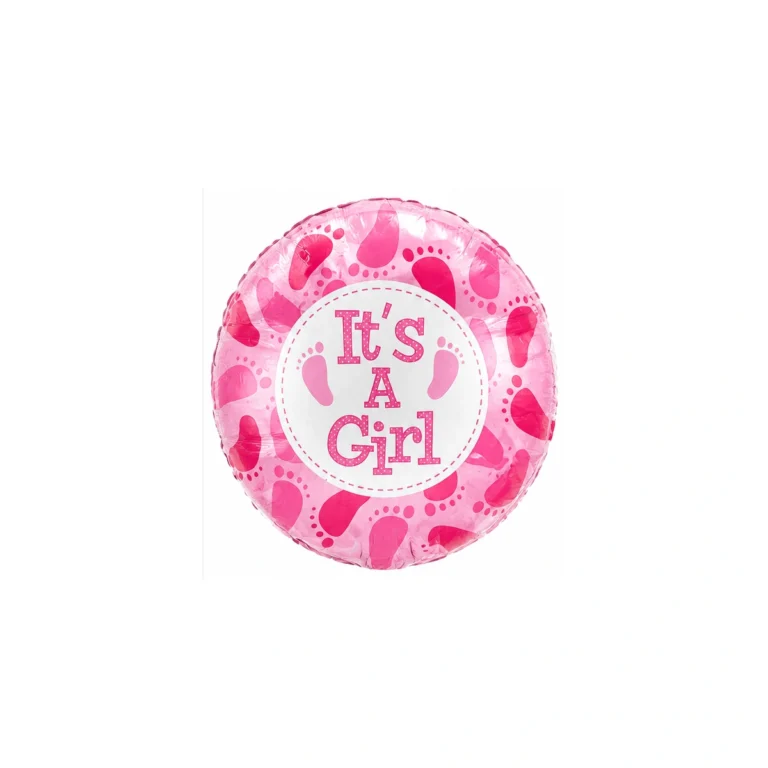 Okrugli folijski balon – It's a Girl, rozi, 18″