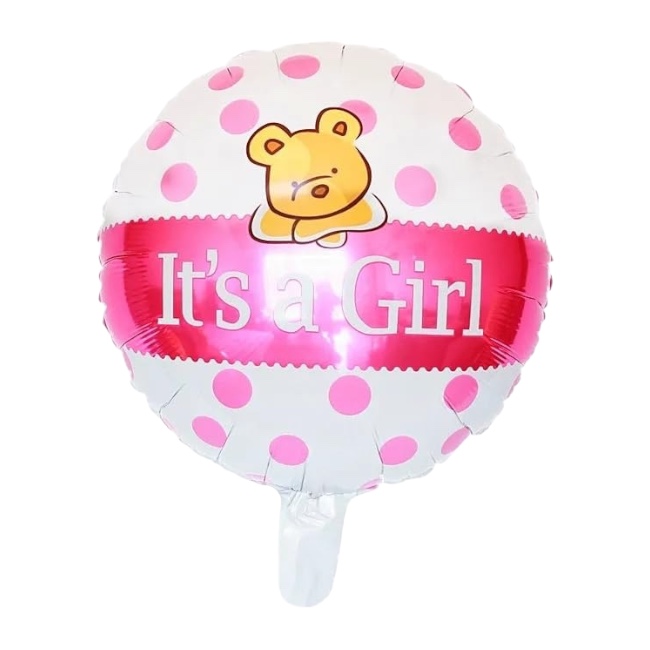 Okrugli folijski balon – It's a Girl s medom, 18″