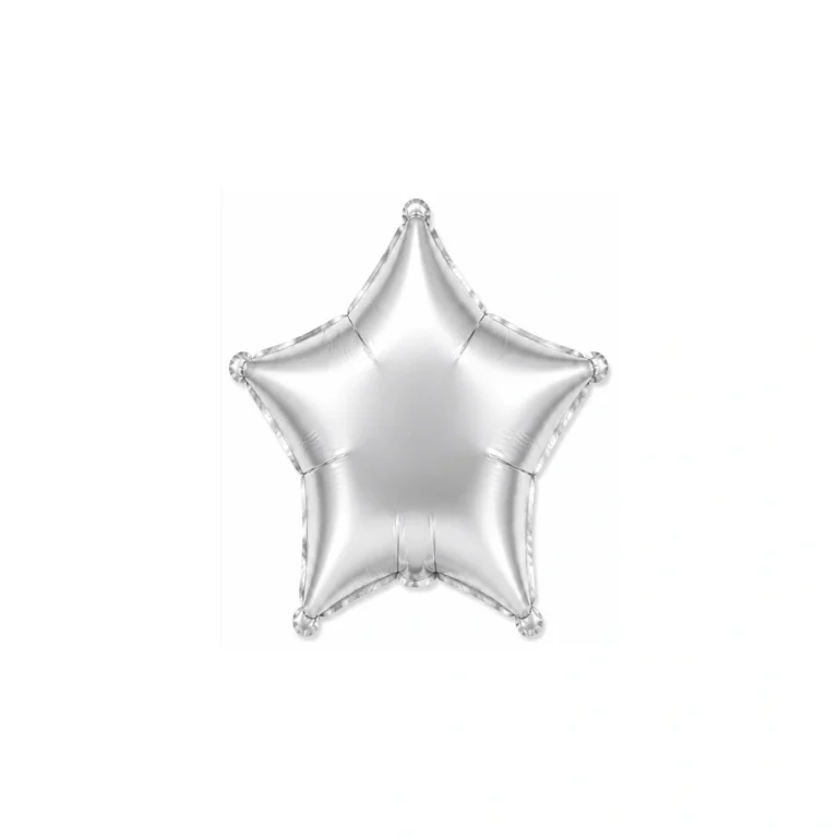 Folijski balon zvijezda – bijelo-sivi saten, 18″