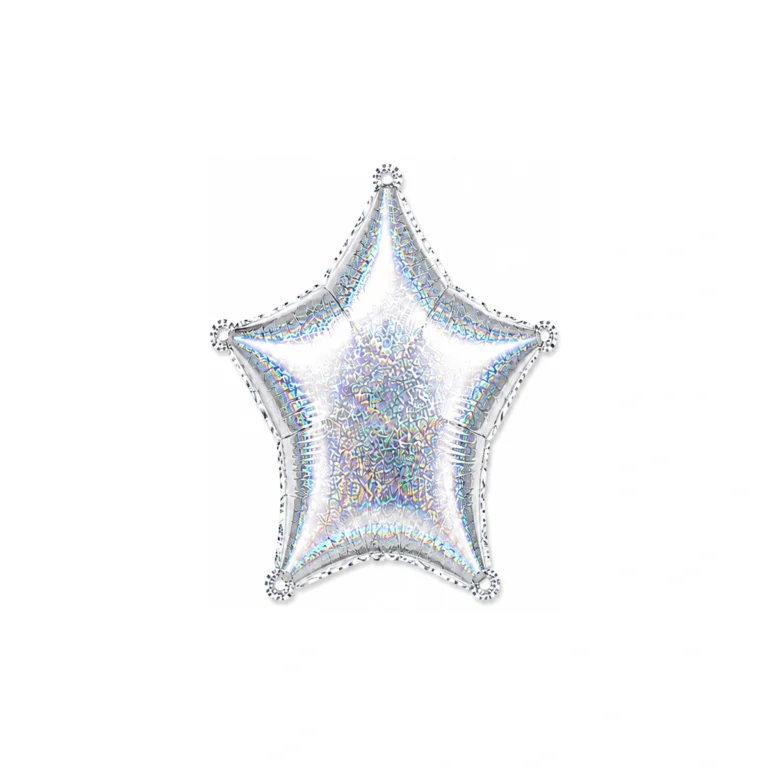 Folijski balon zvijezda – srebrni glitter, 18″