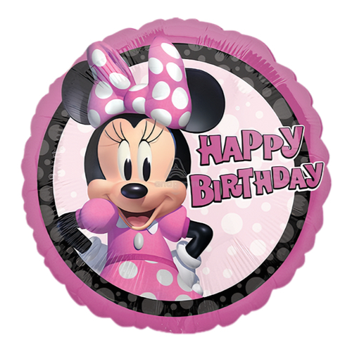 Okrugli folijski balon – Minnie Mouse, rozi, 18″