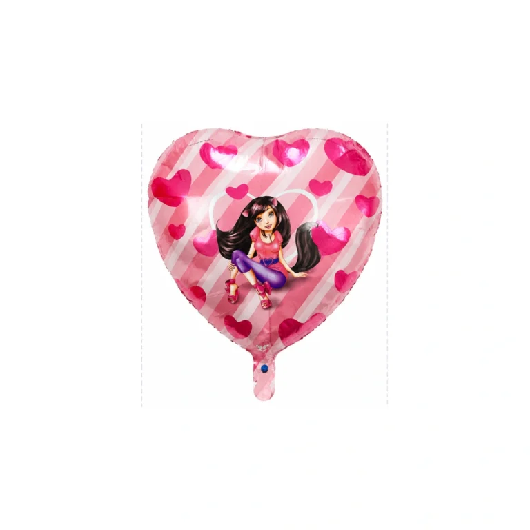Folijski balon srce – djevojčica i srca, 18″