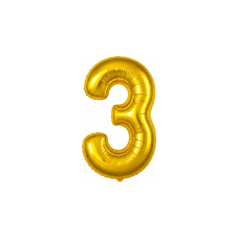 Folijski balon broj 3 – zlatni sjaj, 40″