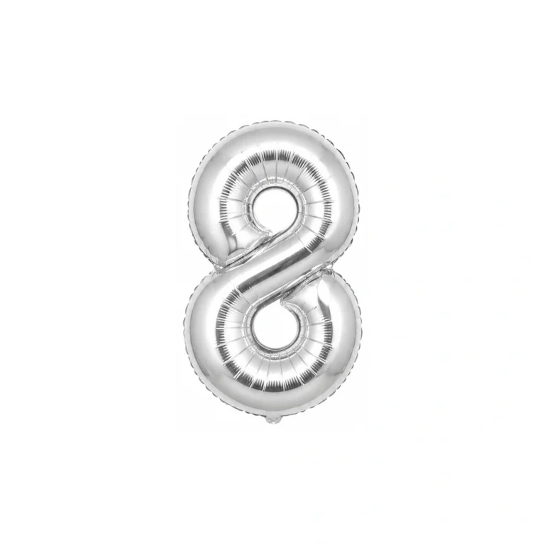 Folijski balon broj 8 – srebrni sjaj, 40″