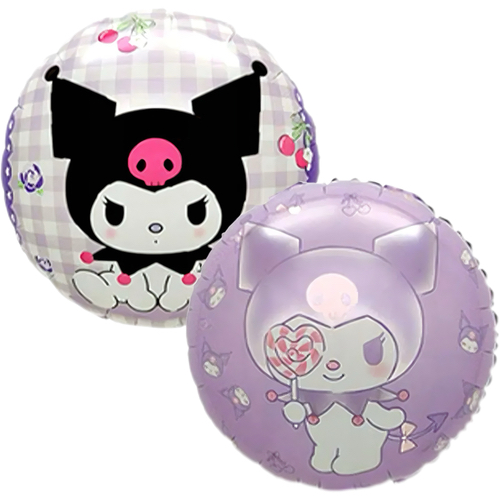 Okrugli folijski balon – Kuromi, rozi i ljubičasti, 18″