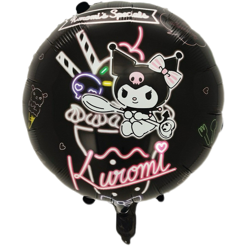 Okrugli folijski balon – Kuromi, neonski motiv, 18″