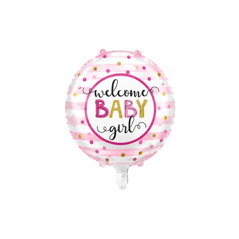 Okrugli folijski balon – Welcome Baby Girl, 18″