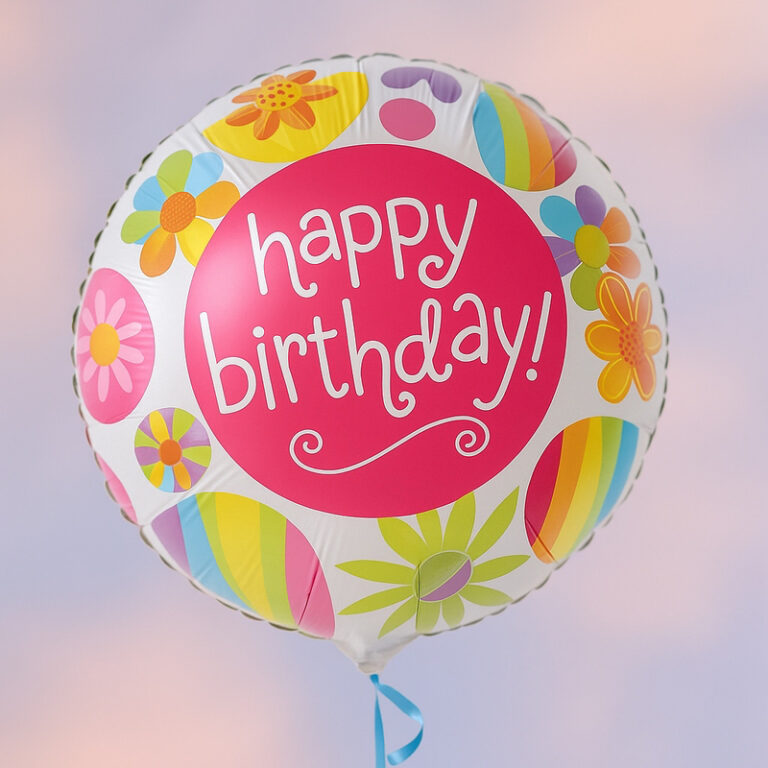 Folijski balon – Happy Birthday s cvjetnim motivom
