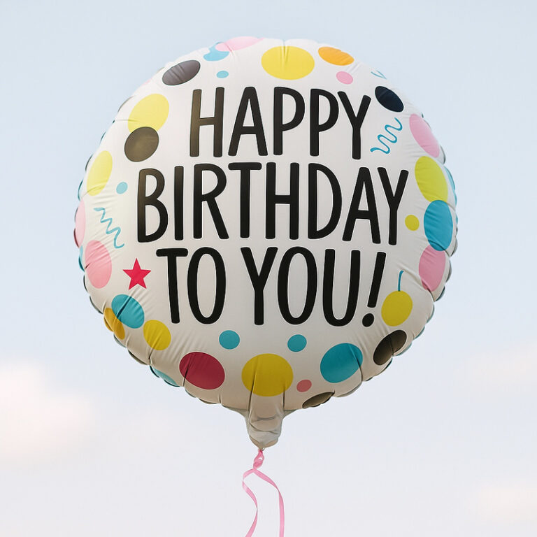 Folijski balon – Happy Birthday sa šarenim tufnama