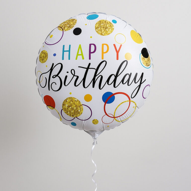 Folijski balon – Happy Birthday sa šarenim krugovima