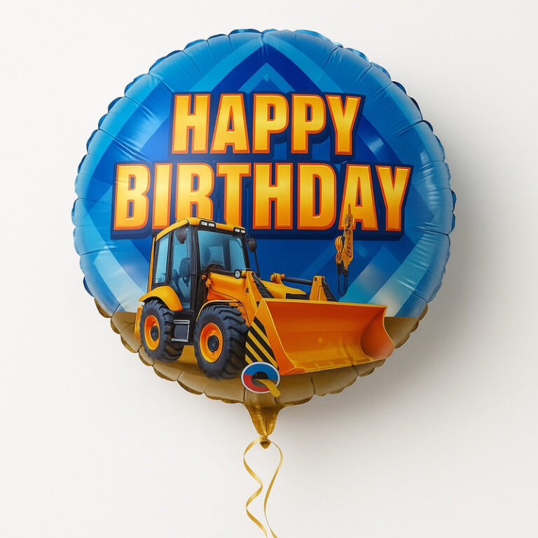 Folijski balon – Happy Birthday s građevinskim vozilom