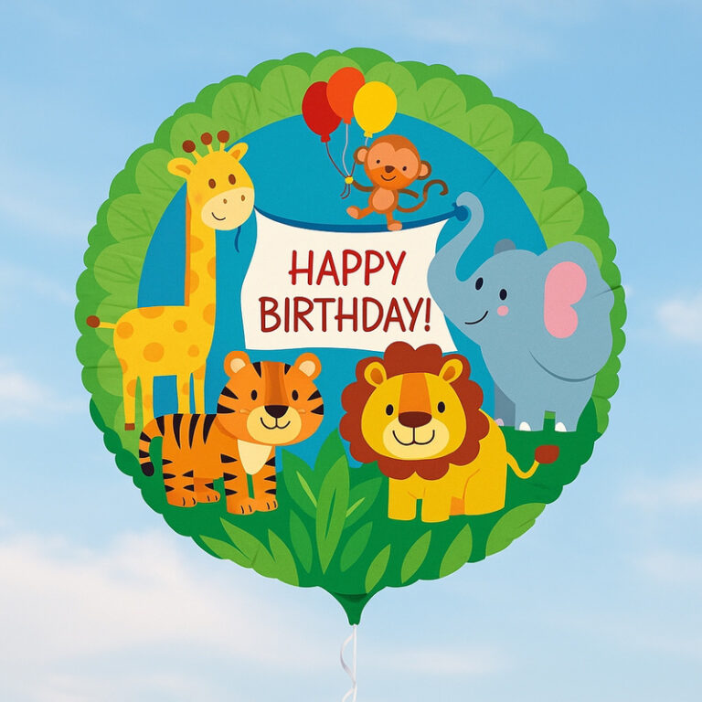 Folijski balon – Happy Birthday sa životinjama iz džungle