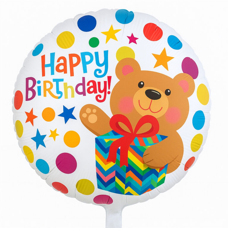 Folijski balon – Happy Birthday s medom i poklonom