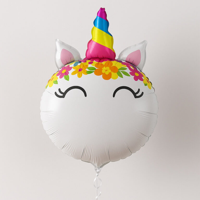 Folijski balon – glava jednoroga sa šarenim rogom