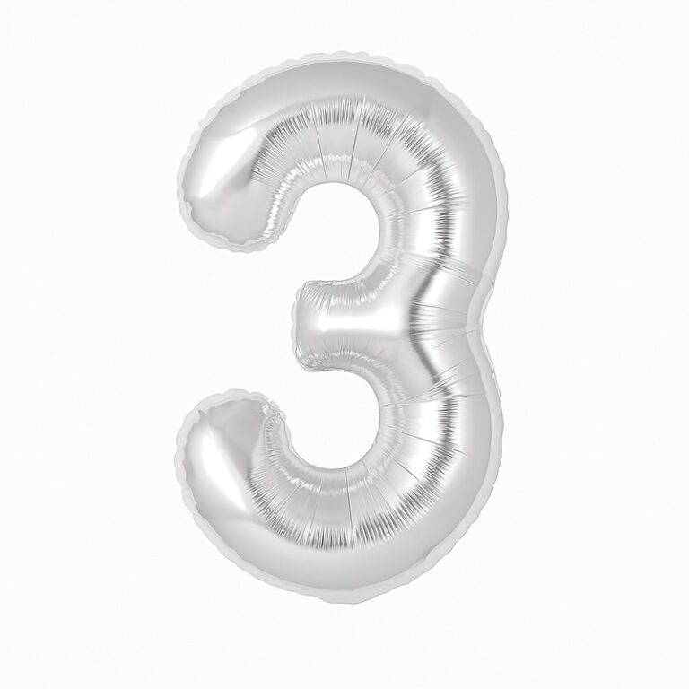 Folijski balon broj 3 – srebrni sjaj, 40"