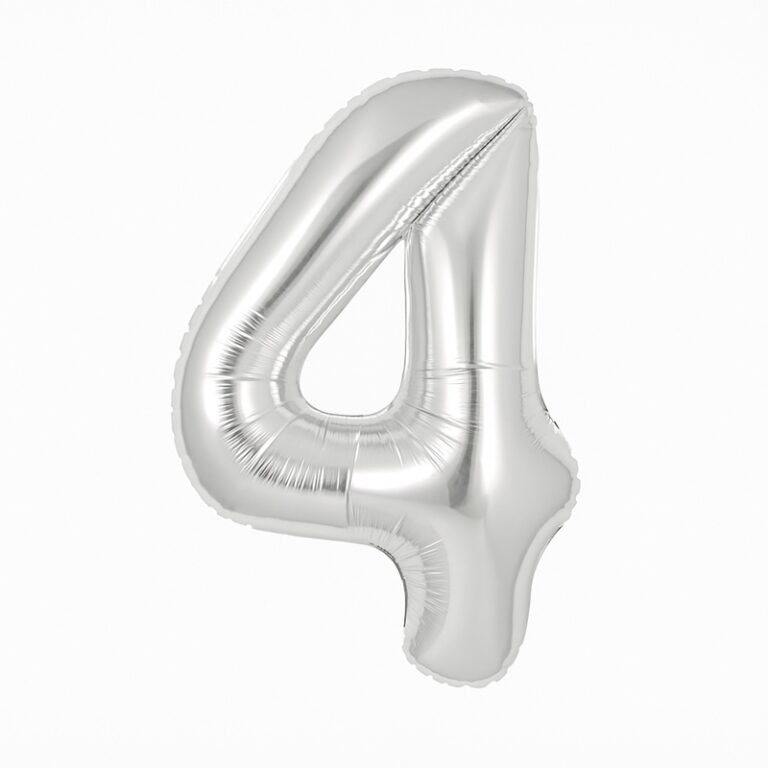 Folijski balon broj 4 – srebrna, 40″