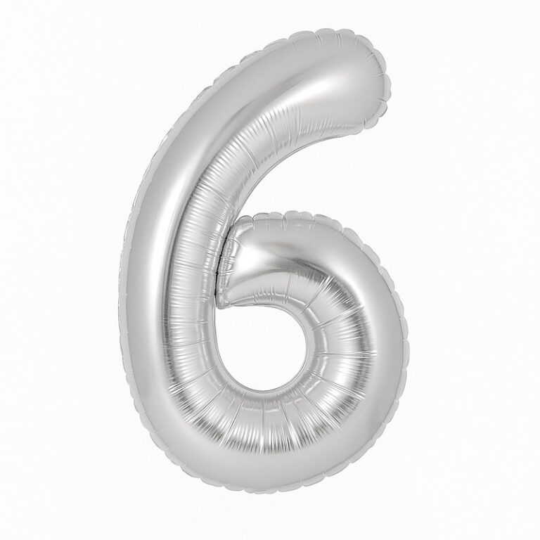 Folijski balon broj 6 – srebrna, 40″