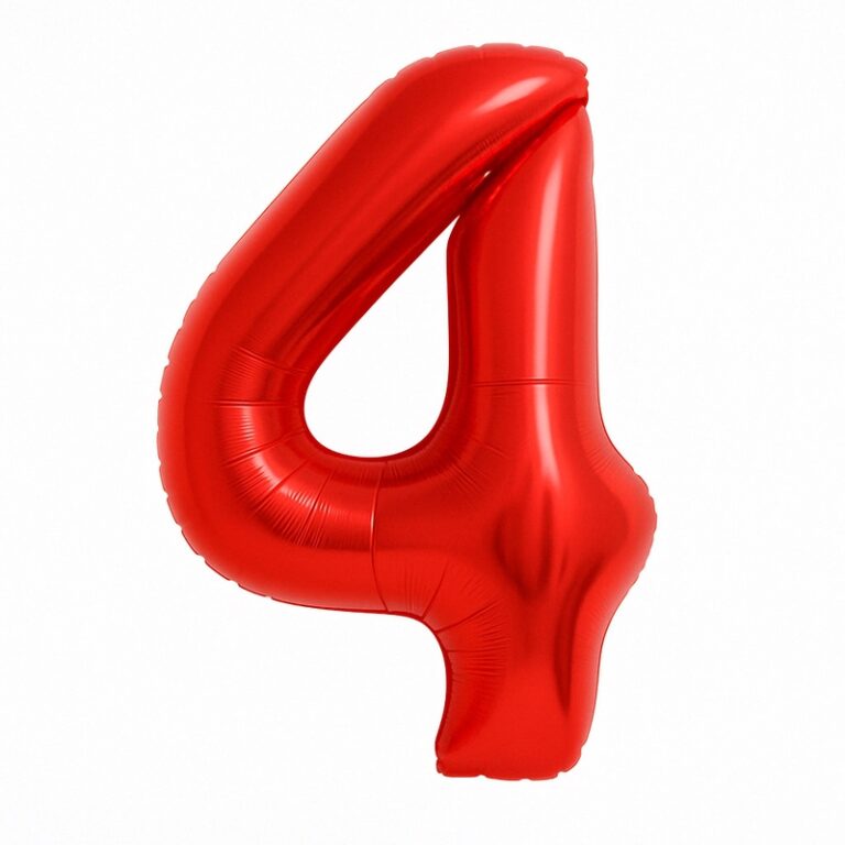 Folijski balon broj 4 – crvena, 40″