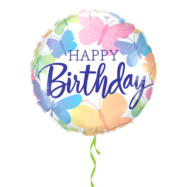 Folijski balon – Happy Birthday sa šarenim leptirima